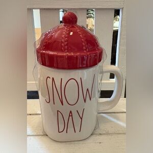 Rae Dunn Red and White Snow Day Mug with Lid